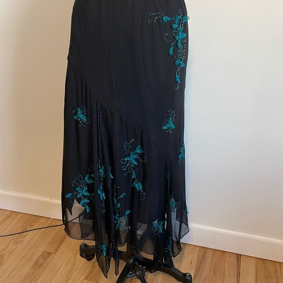 Y2K Whimsigoth Set Mix It 14 Black Midi Tank Sheer Floral Hip Hugger Fairycore - Picture 6 of 16